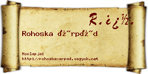 Rohoska Árpád névjegykártya